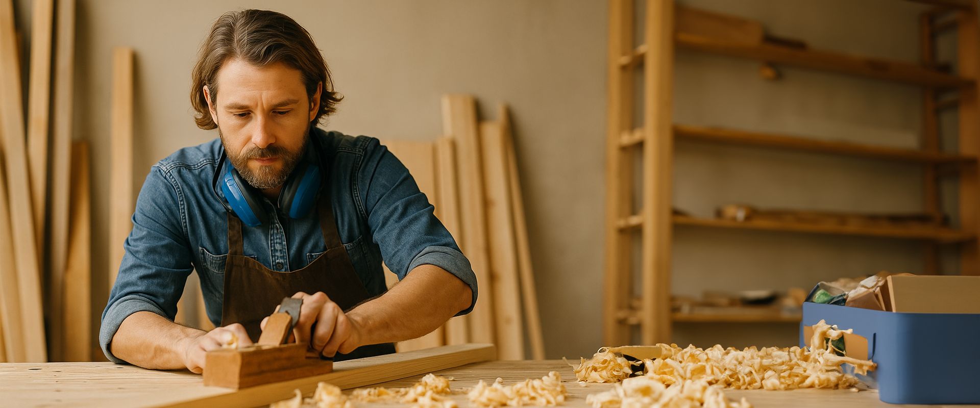 Tischler bei der Detailarbeit